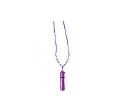   Power Bullet Mini Vibe Necklace With Chain Waterproof Purple 